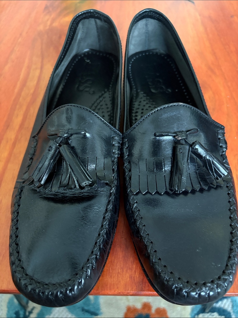 Bass Black Leather Tassel Loafers
